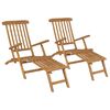 vidaXL Liegest&uuml;hle mit Fu&szlig;teil 2 Stk. Massivholz Teak