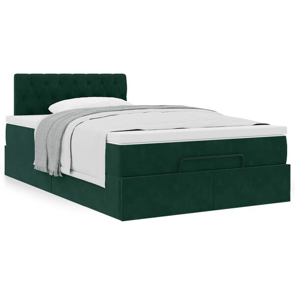 vidaXL Ottoman-Bett mit Matratze Dunkelgr&uuml;n 120x190 cm Samt