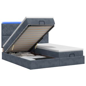 vidaXL Ottoman-Bett mit Matratze und LED Dunkelgrau 160 x 200 cm Samt
