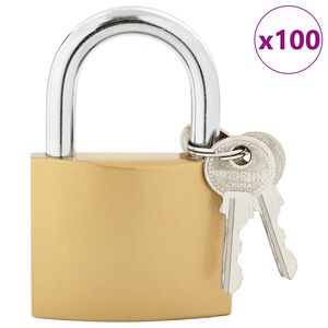 vidaXL U Schloss mit Schl&uuml;sseln 100 pcs Messing Eisen