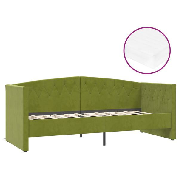 vidaXL Tagesbett mit Matratze USB Hellgr&uuml;n Samt 90x200 cm