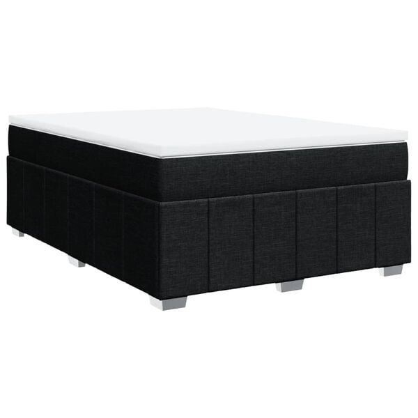 vidaXL Boxspringbett mit Matratze Schwarz 160x200 cm Stoff