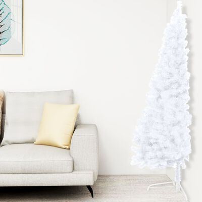 vidaXL Künstlicher Halb-Weihnachtsbaum Beleuchtung Ständer Weiß 210 cm