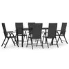 vidaXL 7-tlg. Garten-Essgruppe Schwarz Poly Rattan