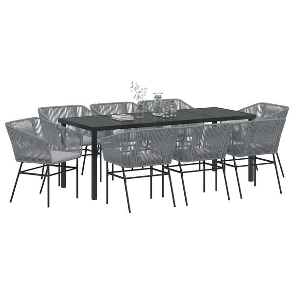 vidaXL Garten Essgruppe 9 pcs Grau Pulverbeschichteter Stahl