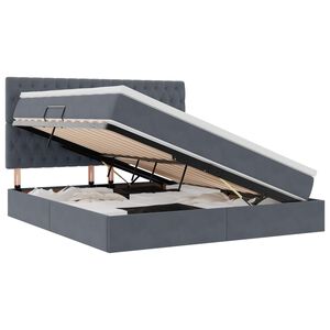 vidaXL Aufbewahrungsbett mit Matratze Dunkelgrau 180 x 200 cm Samt
