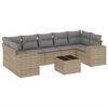 vidaXL 8-tlg. Garten-Sofagarnitur mit Kissen Beige Poly Rattan