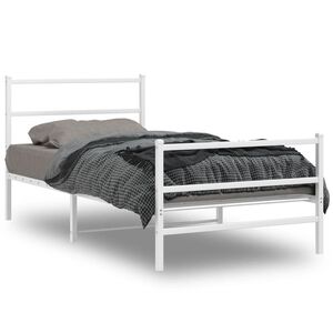 vidaXL Bettgestell mit Kopf- und Fu&szlig;teil Metall&nbsp;Wei&szlig; 107x203 cm