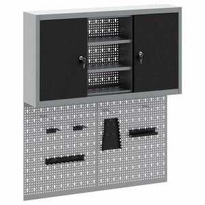 vidaXL Werkzeugschrank-Set 3 Stk. Schwarz Pulverbeschichteter Stahl