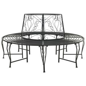 vidaXL Baumbank 8 -Sitzer &Oslash; 160 x 89 cm steel Schwarz Rund