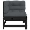 vidaXL Ecksofa mit Kissen Schwarz Massivholz Kiefer