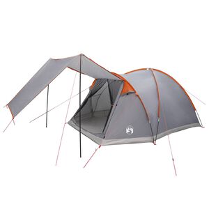 vidaXL H&uuml;tten-Zelt Grau und Orange 4-Personen Polyester und Stahl