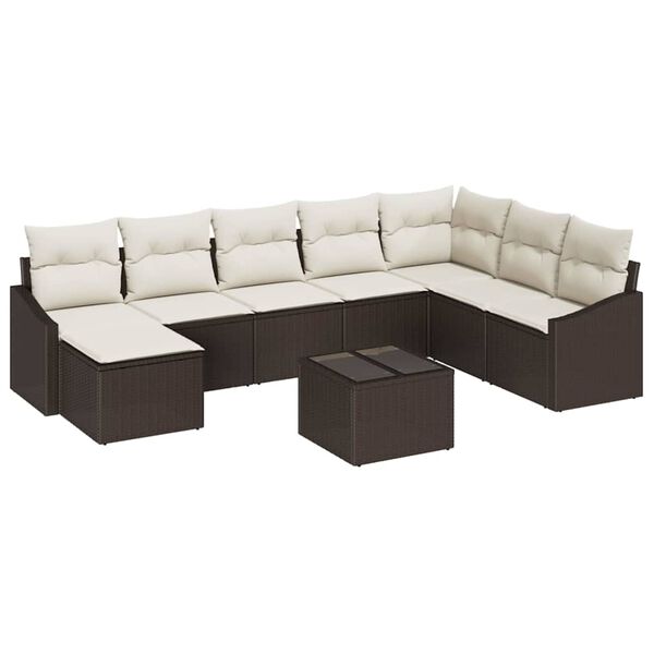 vidaXL Gartensofa-set mit Kissen 8 pcs Braun und Creme Poly-Rattan