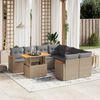 vidaXL 9-tlg. Garten-Sofagarnitur mit Kissen Beige Poly Rattan