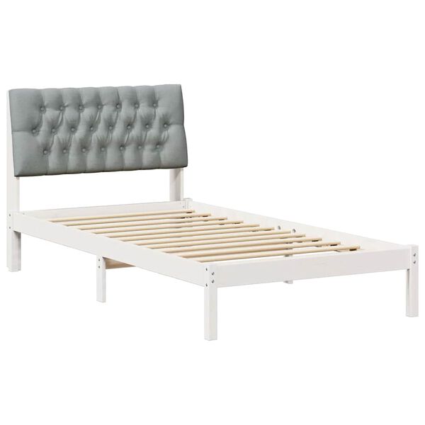 vidaXL Bettgestell mit gepolstertem Kopfteil Wei&szlig; 100 x 200 cm