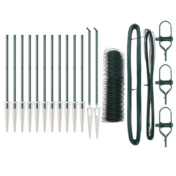 vidaXL Zaunpfosten Grün 25 x 0,5 m (36 mm Netz) Stahl