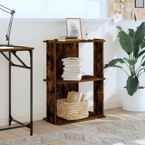 vidaXL B&uuml;cherregal 3 B&ouml;den R&auml;uchereiche 60x30x80 cm Holzwerkstoff