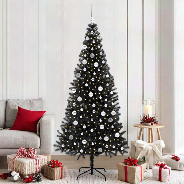 vidaXL Weihnachtsbaum mit 300 LEDs mit St&auml;nder Schwarz 210 cm PVC