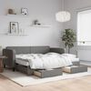 vidaXL Tagesbett Ausziehbar mit Schubladen Dunkelgrau 90x200 cm Stoff