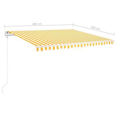 vidaXL Markise Manuell Einziehbar mit Pfosten 4x3,5 m Gelb & Weiß