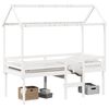 vidaXL Hochbett mit Dach Wei&szlig; 90x190 cm Massivholz Kiefer