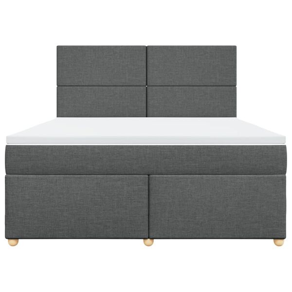 vidaXL Boxspringbett mit Matratze Dunkelgrau 180x200 cm Stoff
