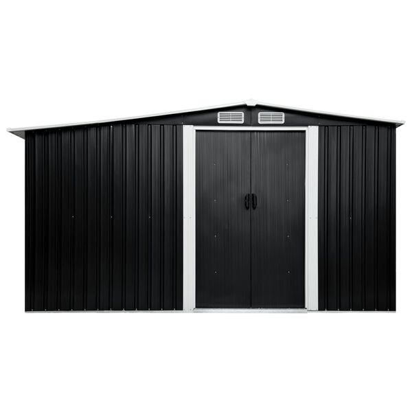 vidaXL Ger&auml;tehaus mit Schiebet&uuml;ren Anthrazit 329,5&times;312&times;178 cm Stahl