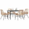 vidaXL 5-tlg. Garten-Essgruppe mit Kissen Braun Poly Rattan Glas
