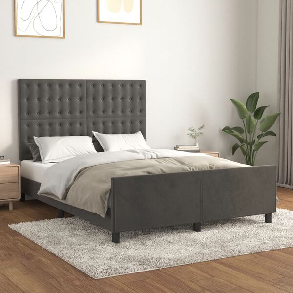 vidaXL Bettgestell ohne Matratze Dunkelgrau 140x190 cm Samt