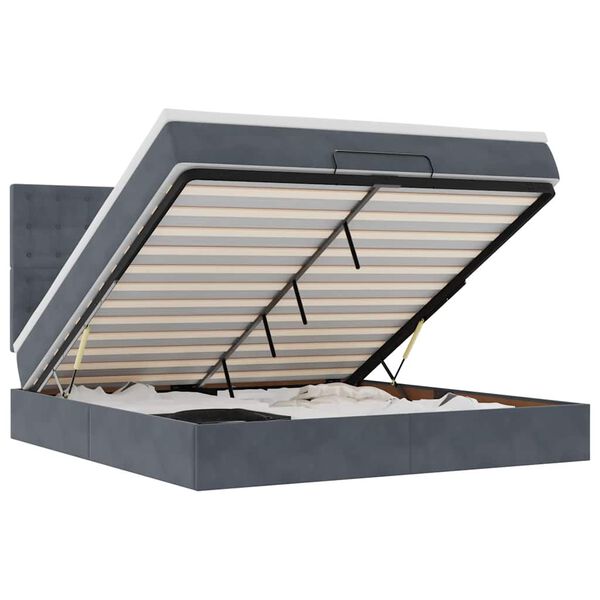 vidaXL Ottoman-Bett mit Matratzen & LEDs Dunkelgrau 160x200 cm Samt