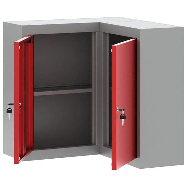 vidaXL Werkzeugschrank mit Regal Rot und Grau 55 x 55 x 55 cm