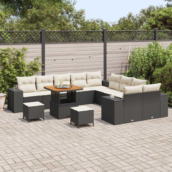 vidaXL Garten-Sofa-Set 13 pcs Schwarz und Creme 80 x 80 x 71 cm