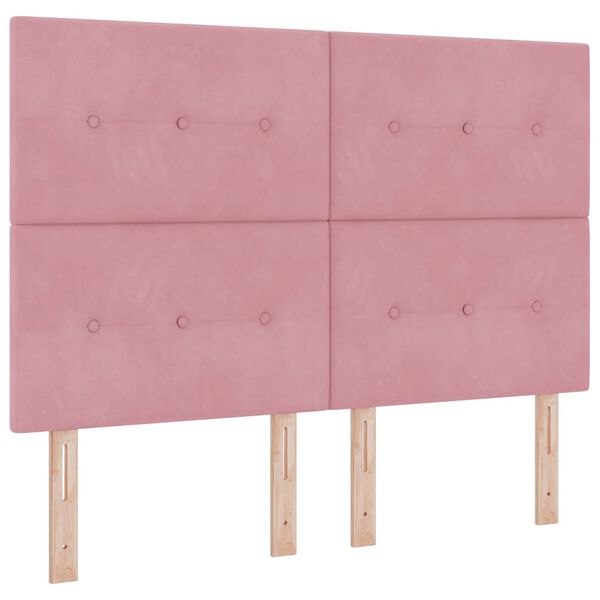 vidaXL Boxspringbett mit Matratze mit Kopfteil Rosa 200 x 160 cm Samt