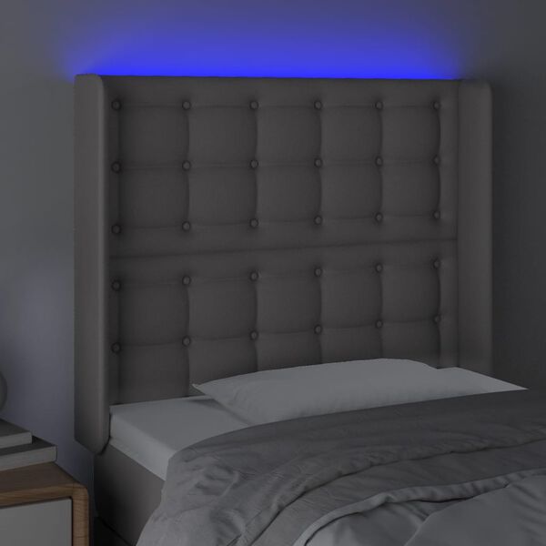 vidaXL LED Kopfteil Grau 83x16x118/128 cm Kunstleder