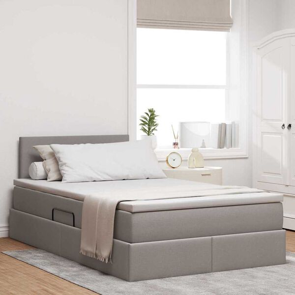 vidaXL Aufbewahrungsbett mit Matratze Taupe 120 x 200 cm Holzwerkstoff