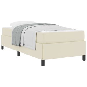 vidaXL Bettgestell mit Matratze Creme 100 x 200 cm Kunstleder