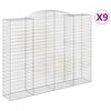 vidaXL Gabionen mit Hochbogen 9 Stk. 300x50x220/240cm Verzinktes Eisen