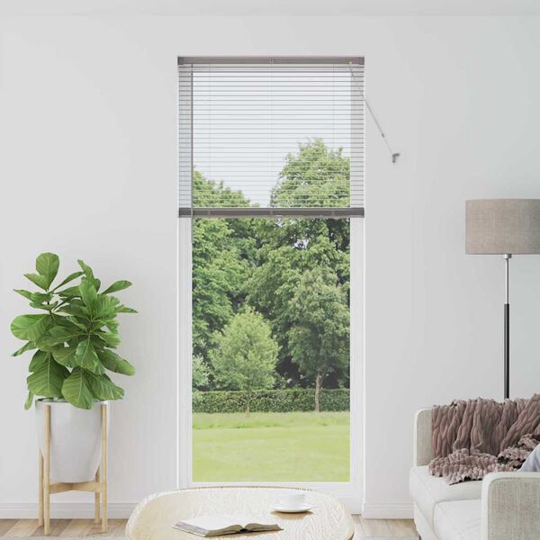 vidaXL Fensterjalousie mit Vorh&auml;ngen Silber Aluminium