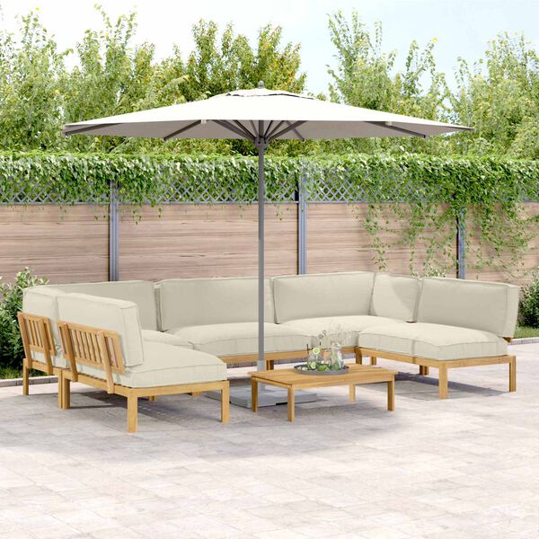 vidaXL Sofa Set mit Kissen Uni 6 pcs Creme Massivholz Akazie