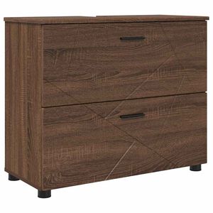 vidaXL Badezimmerschrank mit T&uuml;r Braun Eichen-Optik 76,5 x 35 x 64 cm