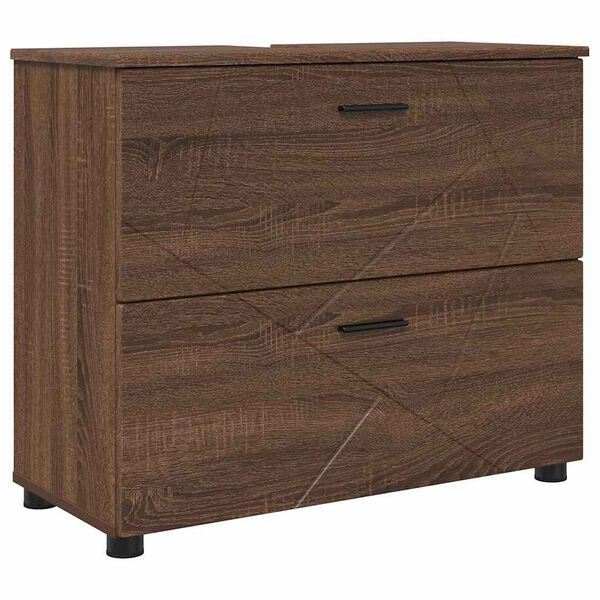 vidaXL Badezimmerschrank mit T&uuml;r Braun Eichen-Optik 76,5 x 35 x 64 cm