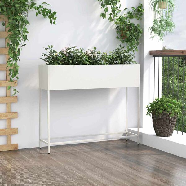 vidaXL Hochbeet Gartenpflanzer Wei&szlig; 100 x 26 x 82 cm Stahl