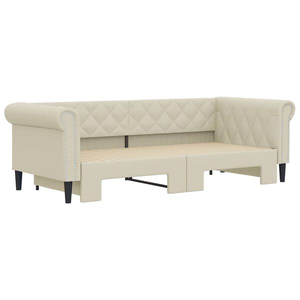 vidaXL Tagesbett Ausziehbar Creme 90x200 cm Kunstleder