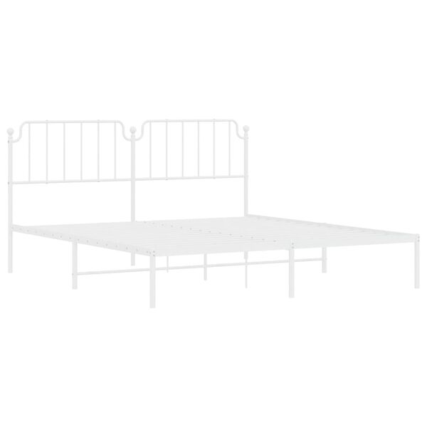 vidaXL Bettgestell mit Kopfteil Metall Wei&szlig; 180x200 cm