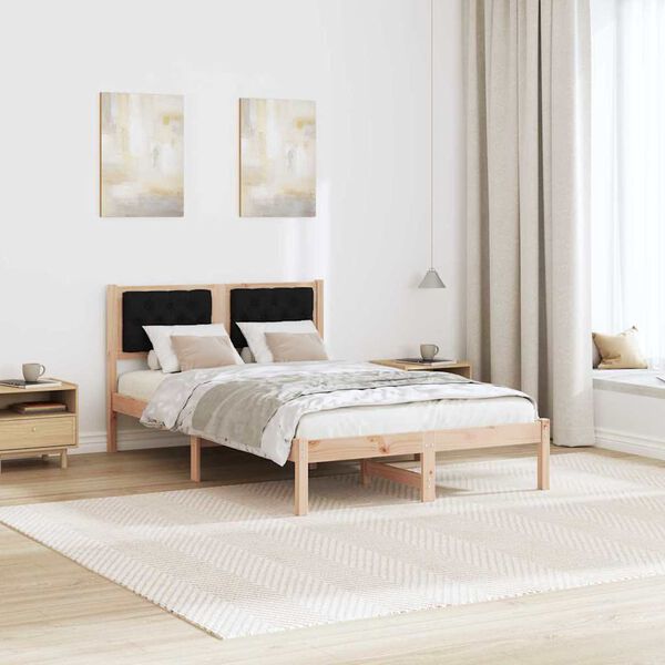 vidaXL Bettrahmen Schwarz 120 x 190 cm Massives Kiefernholz