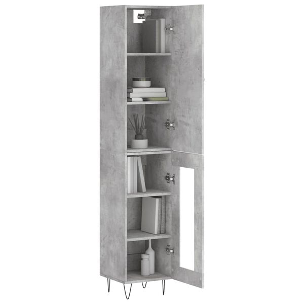 vidaXL Highboard Betongrau 34,5x34x180 cm Holzwerkstoff