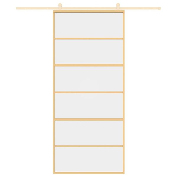 vidaXL Schiebetür Golden 90x205 cm ESG-Klarglas und Aluminium