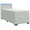vidaXL Boxspringbett mit Matratze und LED Hellgrau Einzeln Samt