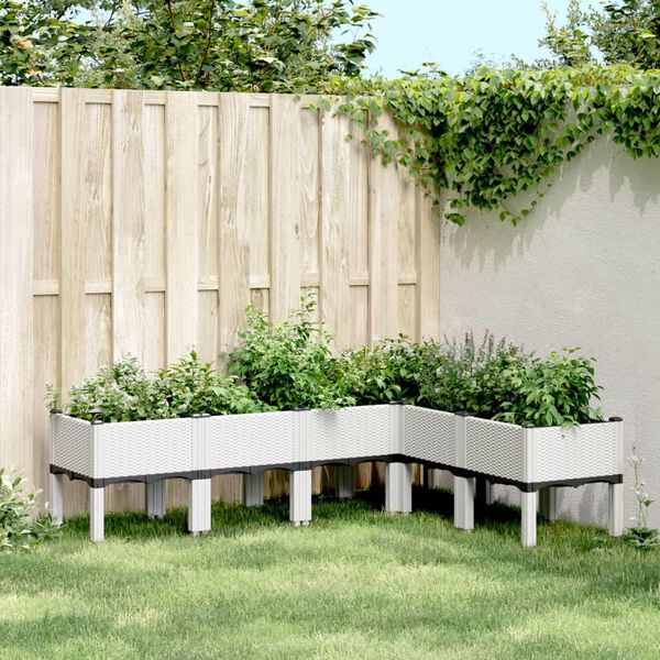 vidaXL Pflanzkasten mit Beinen Wei&szlig; 160x120x42 cm PP