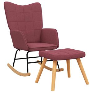 vidaXL Schaukelstuhl mit Hocker Stoff Weinrot